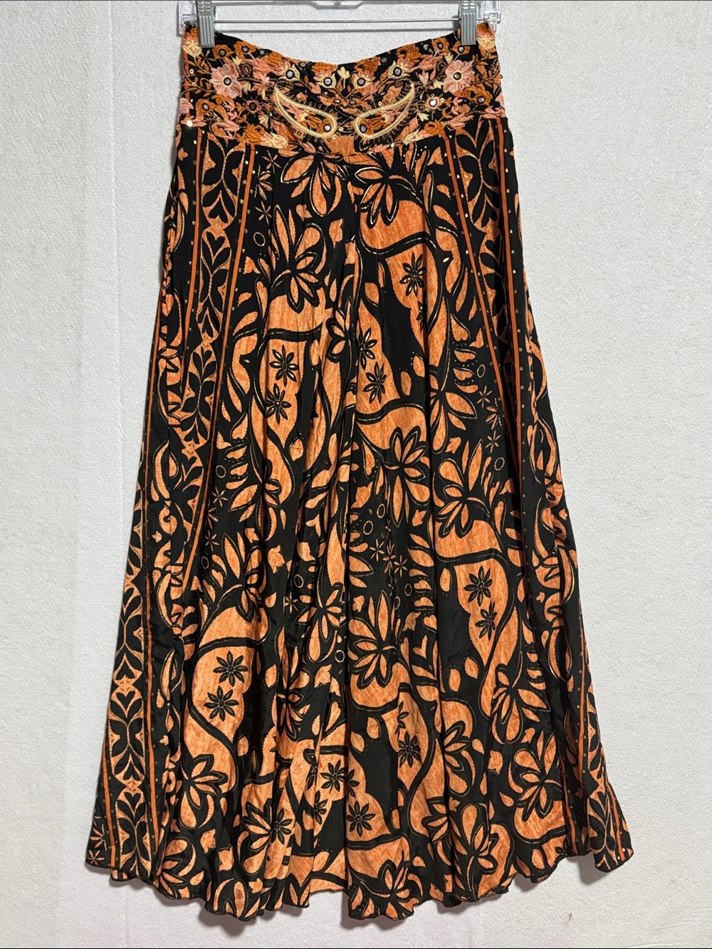 Anisa Spain Bohemian Embroidered Waistband Wide-Leg Pants